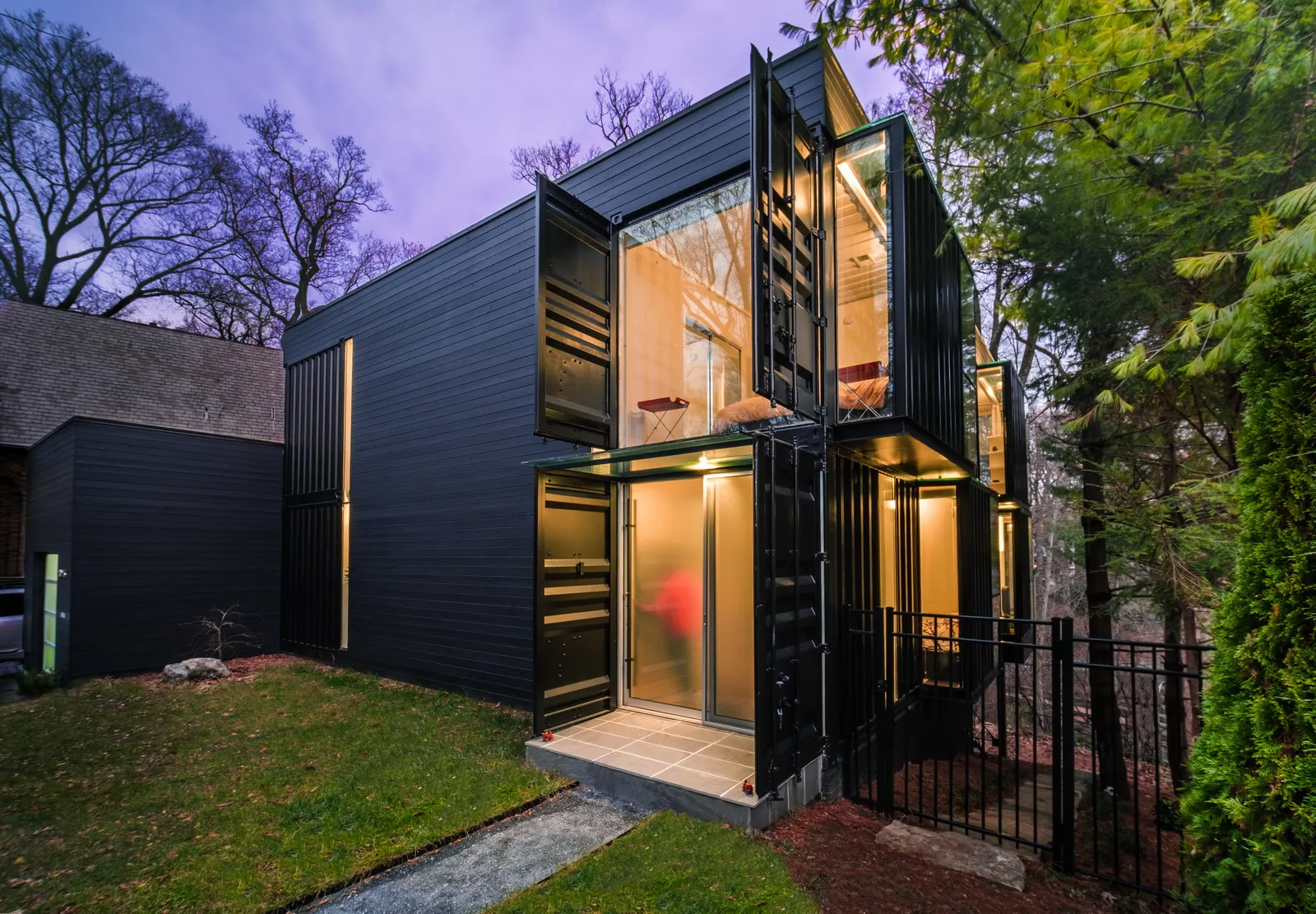 "Container residence house with modern modular design and functional living areas"